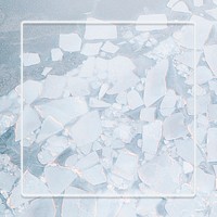 Psd white frame broken ice background