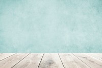Pastel blue wall with wooden floor product background