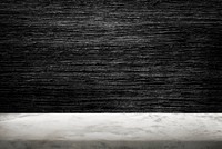 Rough dark gray cement wall with white marble floor product background