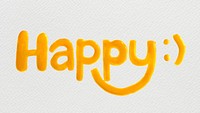 Yellow Happy oil paint typography on a gray background