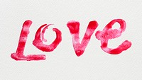 Red LOVE oil paint typography on a gray background