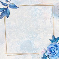 Blue floral and marble frame in gold