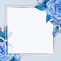 Blue watercolor rose frame background