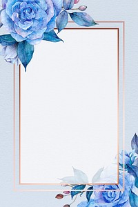 Blue floral gold frame design space