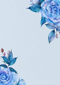 Blue watercolor rose frame background