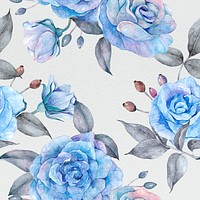 Blue watercolor rose flower pattern design