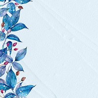 Blue botanical border in watercolor