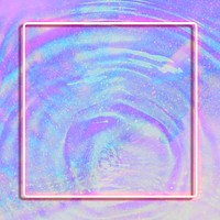 Pink neon frame psd holographic water ripple background