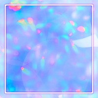 Neon frame psd blue holographic background