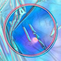 Neon frame psd plastic holographic wrap surface background