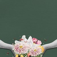 Vintage flowers green background vintage illustration