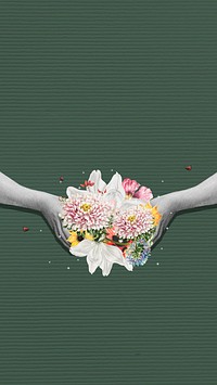 Hand holding flowermobile wallpaper illustration