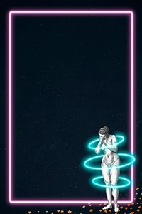 Nude female neon frame psd design space