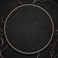 Round gold frame on black abstract background