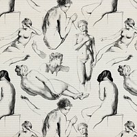 Female nude patterned wallpaper illustration