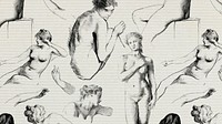 Nude art vintage pattern background
