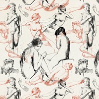 Nude art vintage pattern background