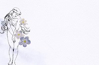 Nude woman with flowers psd background