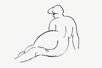 Naked woman psd vintage illustration