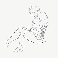 Sitting woman psd sketch