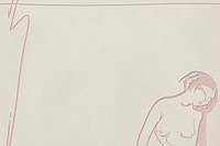 Vintage psd woman nude illustration frame design