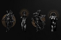 Black sculpture nude women psd set