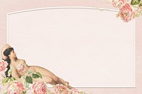 Reclining woman with flower psd frame