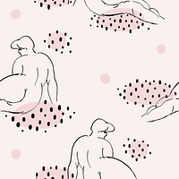 Lying nude women patterned vector background