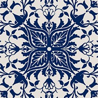 Vintage  floral ornament seamless blue pattern background vector