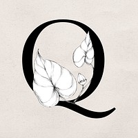 Font q vintage letter floral typography