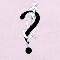 Psd question mark sign floral vintage typography