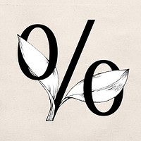 Psd percentage sign floral vintage typography