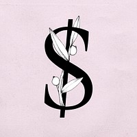 Psd dollar sign floral vintage typography