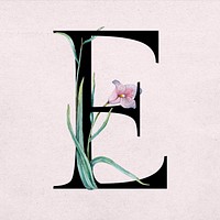 Psd letter e vintage botanical typeface
