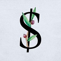 Psd dollar sign floral decorated typography