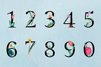 Psd 123 collection floral vintage typeface numbers