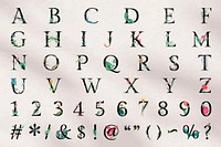 Vector alphabet sign number set floral typography