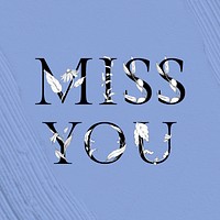 Psd miss you word floral font watercolor typography