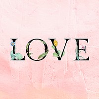 Psd love text floral font serif typography