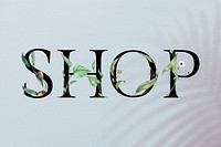 Shop word floral font decorated typography