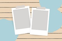 Instant photo frames psd on striped background
