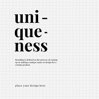 Uniqueness template black typography design vector