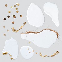 White acrylic paint with gold elements psd