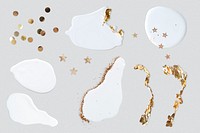 White acrylic paint with gold elements psd