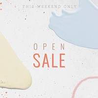 Open sale banner template vector pastel
