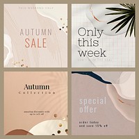 Autumn sale template collection vector
