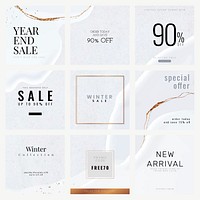 Instagram sale ad template vector luxury style set
