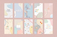 Happy birthday vector pastel template collection