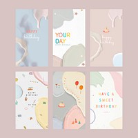 Vector happy birthday pastel template collection