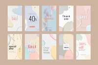 Sale template pastel style vector set